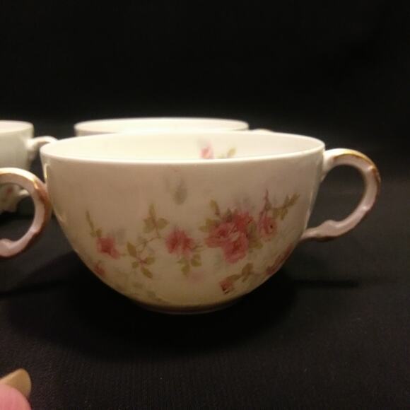 4 Antique Theodore Haviland France Floral Tea Cups - Picture 7 of 15